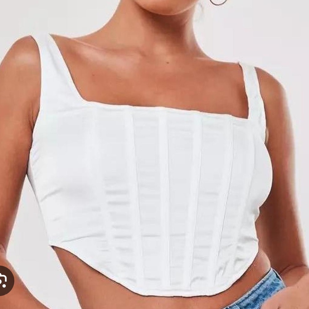 Missguided White Sleeveless Bustier Crop Top